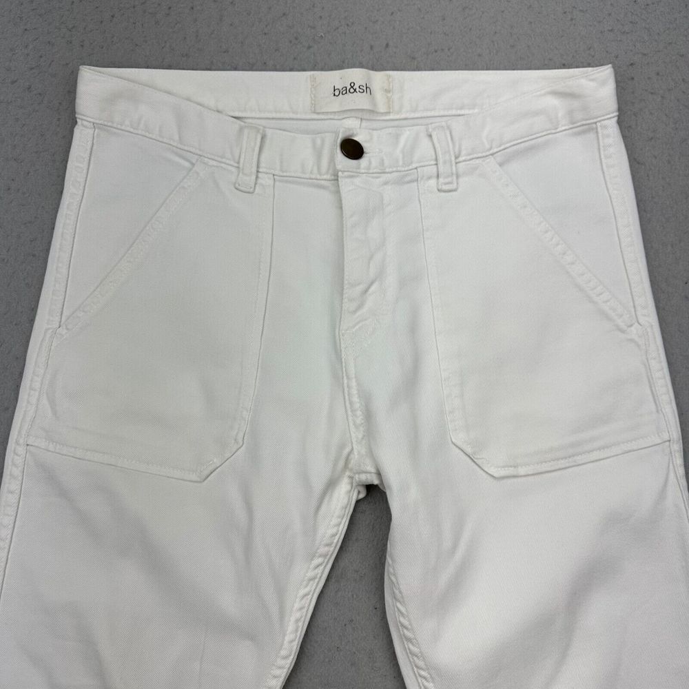 ba&sh Sally Jeans Women's 25 White Blanc Straight Leg Mid-Rise Slim Fit Bash‎ - Picture 2 of 13